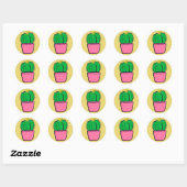 Cute Cactus Yellow Pot Flower Stickers (Vel)
