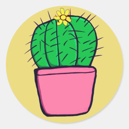 Cute Cactus Yellow Pot Flower Stickers (Voorkant)