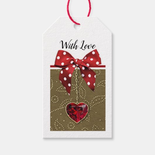 Cute cadeau en diamanten hart Cadeft Label Cadeaulabel (Voorkant)
