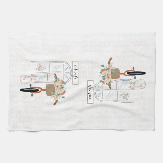 Cute Cafe Kitchen Handdoeken (Horizontaal)