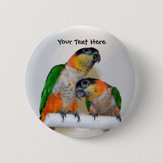 Cute Caique Parrot Pair Animal Button (Voorkant)