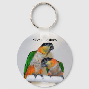 Cute Caique Parrot Pair Animal Sleutelhanger