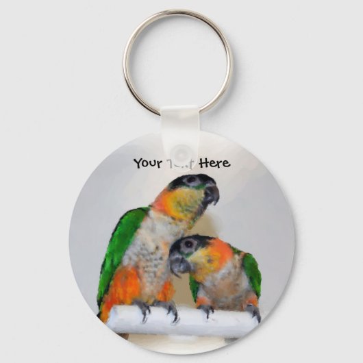 Cute Caique Parrot Pair Animal Sleutelhanger (Voorkant)