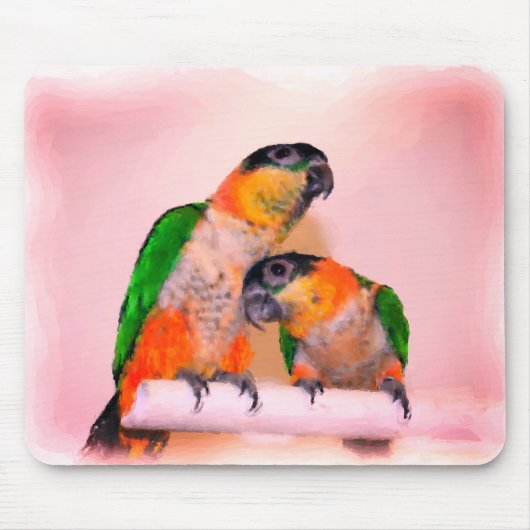 Cute Caique Parrot Pair Bird Art Muismat (Voorkant)