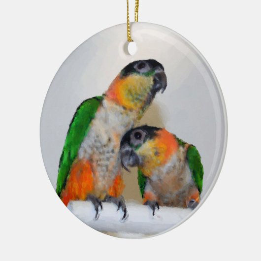 Cute Caique Parrot Pair Bird Ornament (Links)