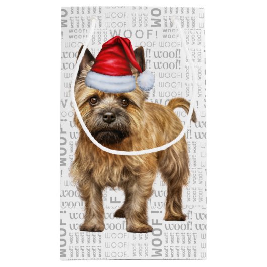 Cute Cairn Kerstmis Dog Holiday Wof Art Klein Cadeauzakje (Achterkant)