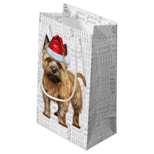 Cute Cairn Kerstmis Dog Holiday Wof Art Klein Cadeauzakje (Achterkant Gekanteld)