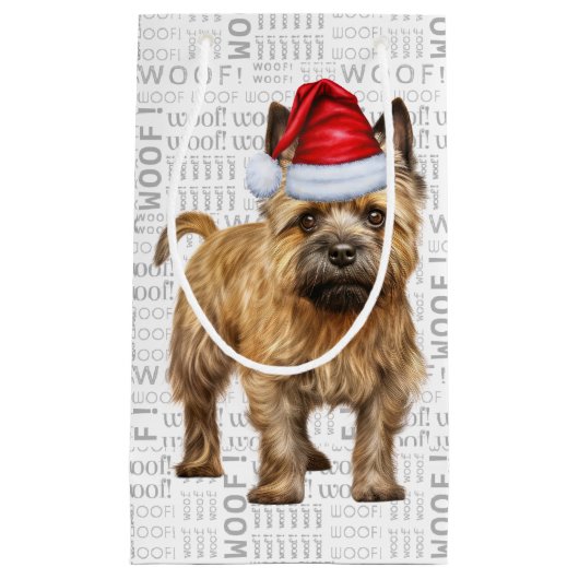 Cute Cairn Kerstmis Dog Holiday Wof Art Klein Cadeauzakje (Voorkant)