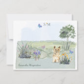Cute Cairn Terrier Dog Butterfly Monogram & naam  Notitiekaartje (Voorkant)