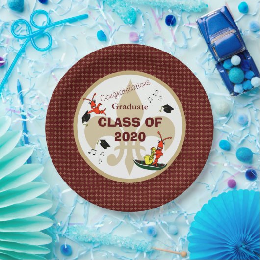 Cute Cajun Crawfish Maroon Gold Afstuderen Papieren Bordje (Feest)