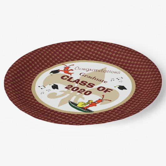 Cute Cajun Crawfish Maroon Gold Afstuderen Papieren Bordje (Gekanteld)