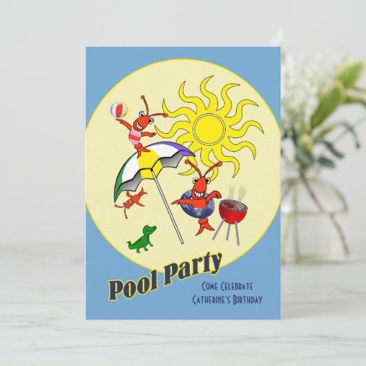 Cute Cajun Crawfish Pool Kaart (Staand voorkant)