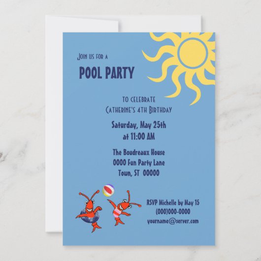 Cute Cajun Crawfish Pool Kaart (Achterkant)