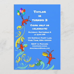 Cute Cajun Critters Child's Birthday Invitation Kaart