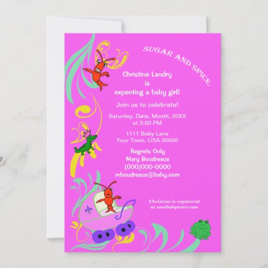 Cute Cajun Critters Het is een meisje Baby shower Kaart (Voorkant)