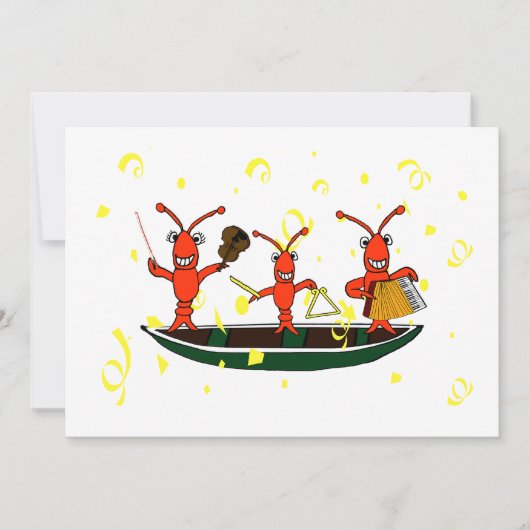 Cute Cajun Music Crawfish Party-uitnodigingen Kaart (Voorkant)