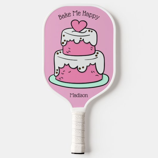 Cute Cake, aangepaste naam, tekst en kleur Pickleball Paddle (Achterkant)