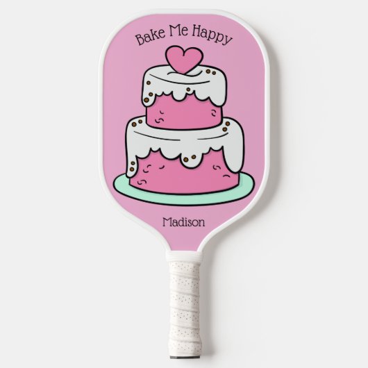Cute Cake, aangepaste naam, tekst en kleur Pickleball Paddle (Voorkant)