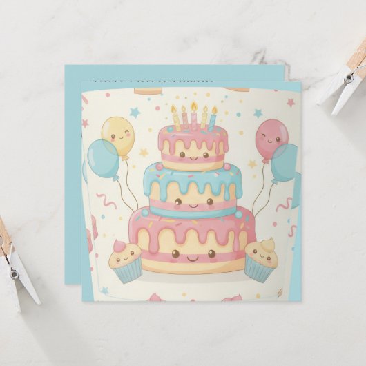 Cute Cake and Cupcakes Kaart (Voorkant / Achterkant in situ)