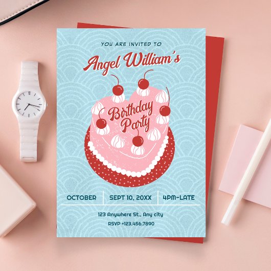 Cute cake heart birthday kaart