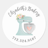 Cute Cake Mixer Bakery Business Klassieke Round St Ronde Sticker (Voorkant)