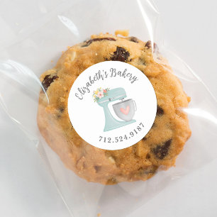 Cute Cake Mixer Bakery Business Klassieke Round St Ronde Sticker