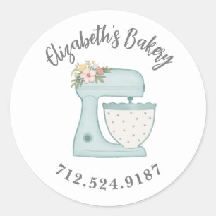 Cute Cake Mixer Bakery Business Ronde Sticker