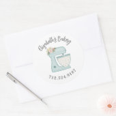 Cute Cake Mixer Bakery Business Ronde Sticker (Envelop)