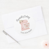Cute Cake Mixer Bakery Business Ronde Sticker (Envelop)