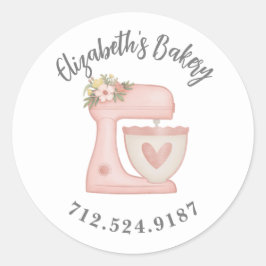 Cute Cake Mixer Bakery Business Ronde Sticker