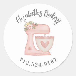 Cute Cake Mixer Bakery Business Ronde Sticker