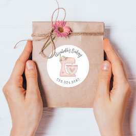 Cute Cake Mixer Bakery Business Ronde Sticker