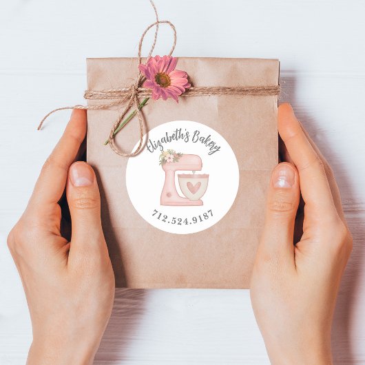 Cute Cake Mixer Bakery Business Ronde Sticker