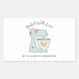 Cute Cake Mixer Gebakken Met Liefde Rechthoekig Rechthoekige Sticker