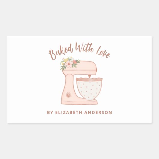 Cute Cake Mixer met liefde Rechthoekige Sticker (Voorkant)