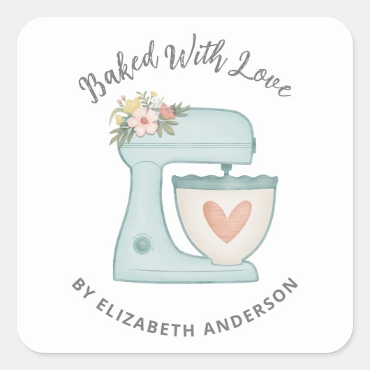 Cute Cake Mixer met liefdesplein Sticker (Voorkant)