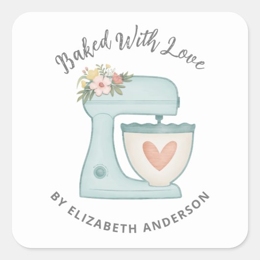 Cute Cake Mixer met liefdesplein Sticker (Voorkant)