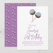 Cute Cake Pop Snoep Bar First Birthday Uitnodiging (Voorkant / Achterkant)