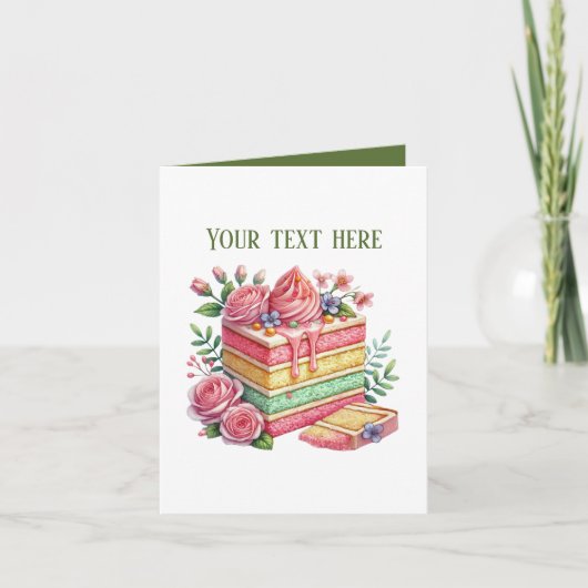 Cute cake slice customizable bakery vendors kaart (Voorkant)