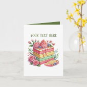Cute cake slice customizable bakery vendors kaart (Gele Bloem)