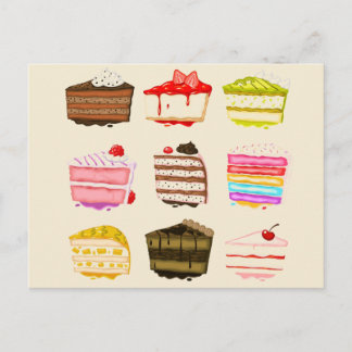 Cute cake verjaardagstaart met kleurrijke crème briefkaart