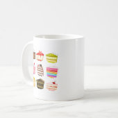 Cute cake verjaardagstaart met kleurrijke crème koffiemok (Voorkant links)