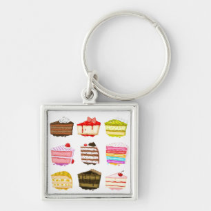Cute cake verjaardagstaart met kleurrijke crème sleutelhanger