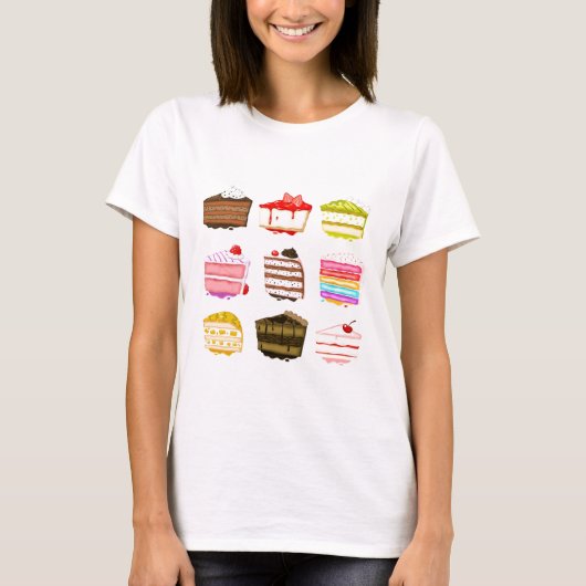 Cute cake verjaardagstaart met kleurrijke crème t-shirt (Voorkant)