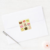 Cute cake verjaardagstaart met kleurrijke crème vierkante sticker (Envelop)
