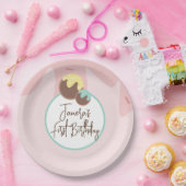 Cute Cakepop Balls First Birthday Frosting Papieren Bordje (Feest)