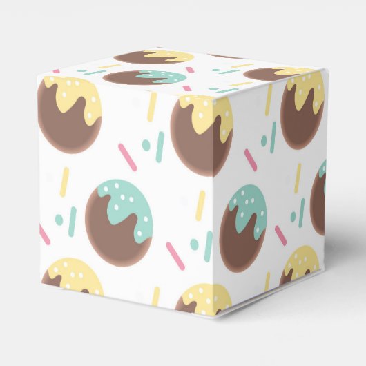 Cute Cakepop Balls First Birthday Sprinkles Bedankdoosjes (Achterkant)