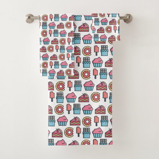 Cute Cakes and Desserts Pattern Bad Handdoek (Insitu)