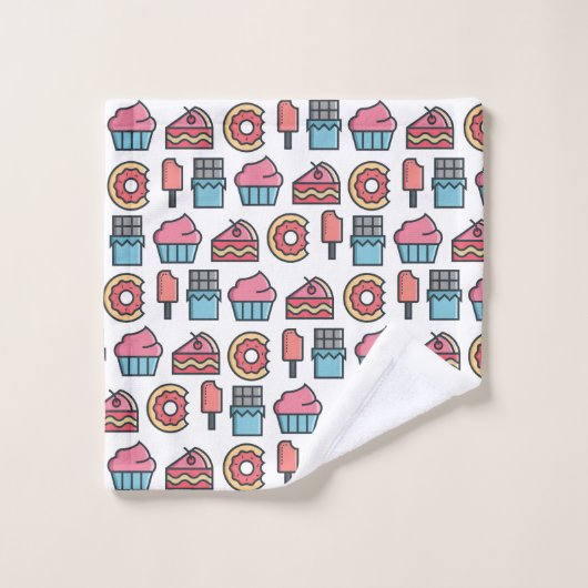 Cute Cakes and Desserts Pattern Bad Handdoek (Wasdoekje)