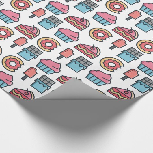Cute Cakes and Desserts Pattern Cadeaupapier (Hoek)
